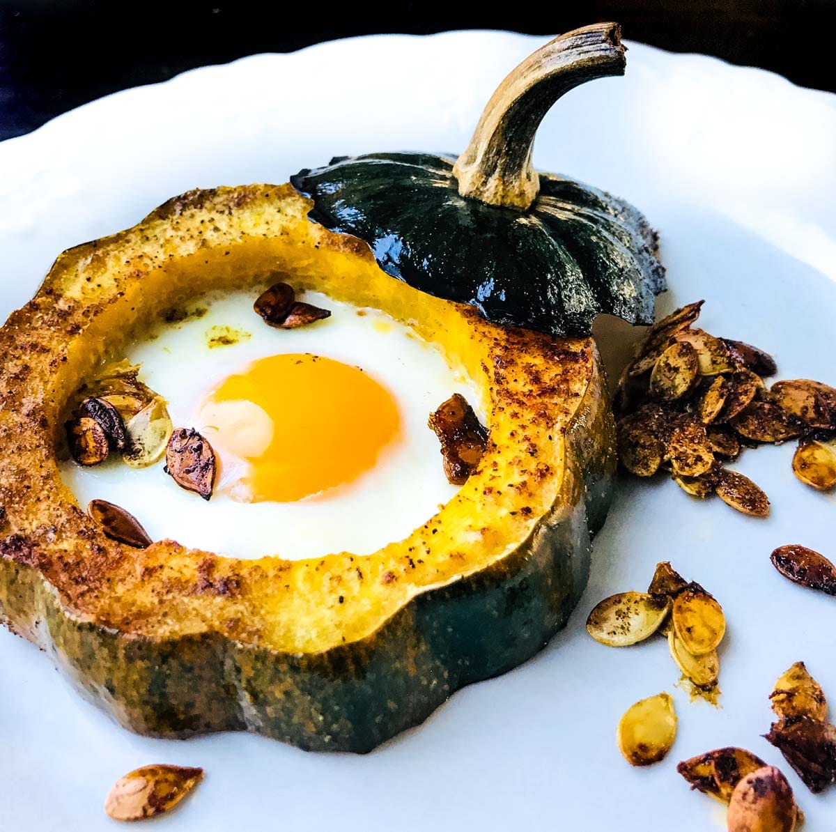 baked acorn squash rings eggs in a hole