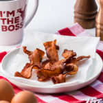 Air fryer bacon with coffee and eggs