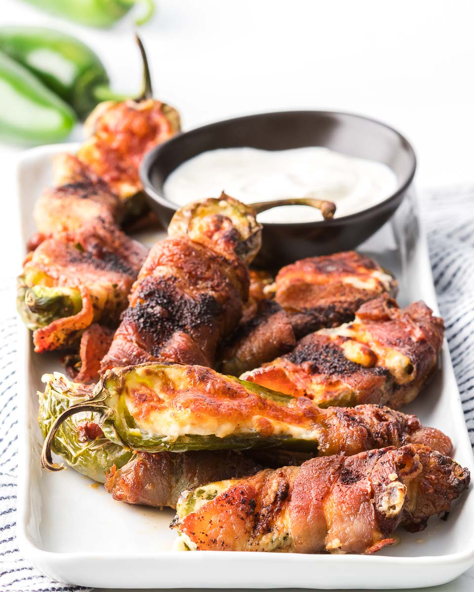 Air fryer bacon jalapeño poppers party plate