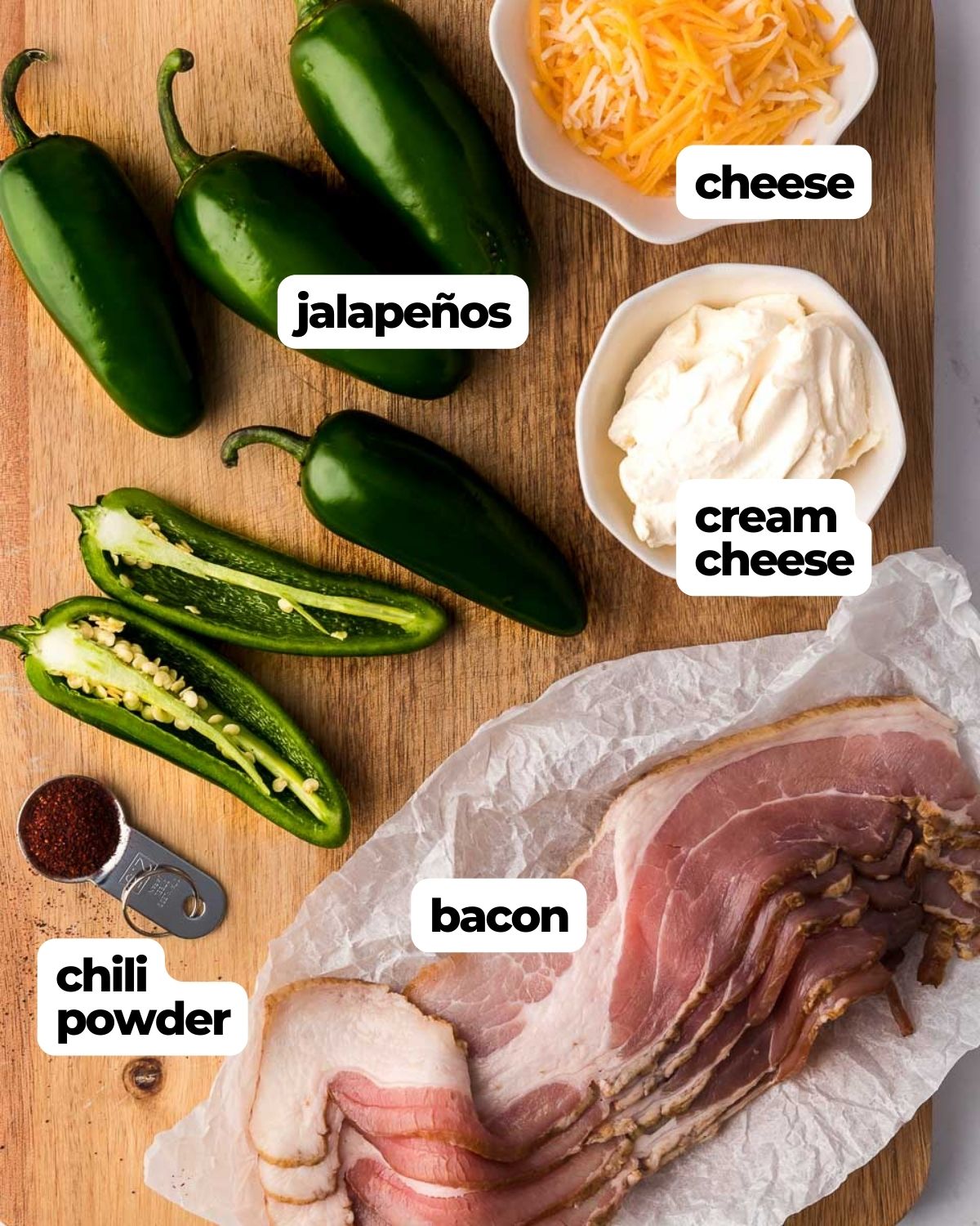 air fryer bacon jalapeño poppers ingredients