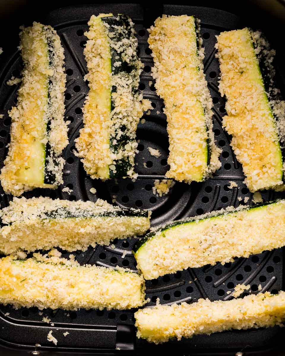Air fryer zucchini fries step 7 place in air fryer basket