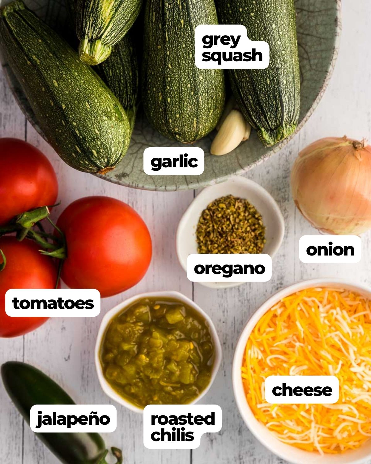 Mexican squash labeled ingredients