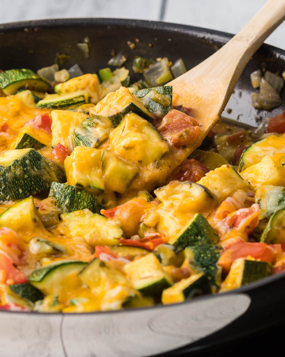 Mexican squash skillet spoonful