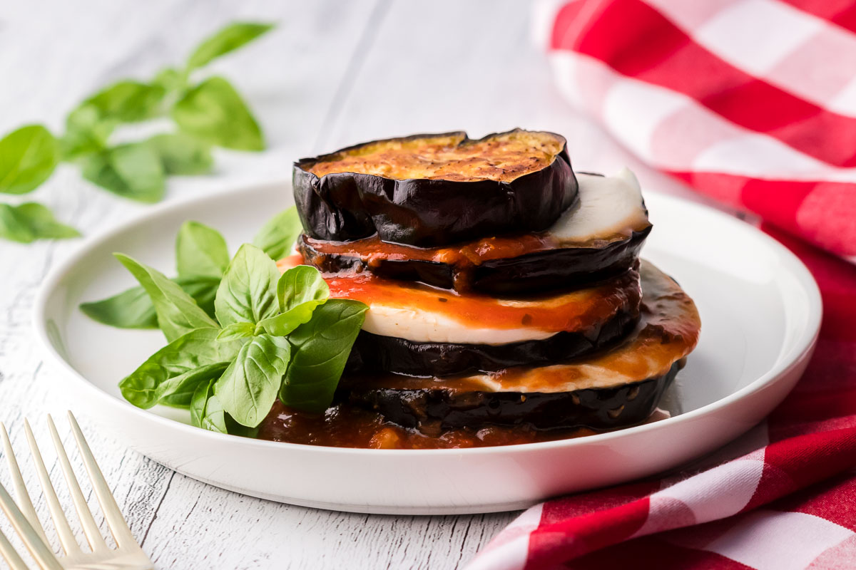 Air fryer eggplant stacked wide