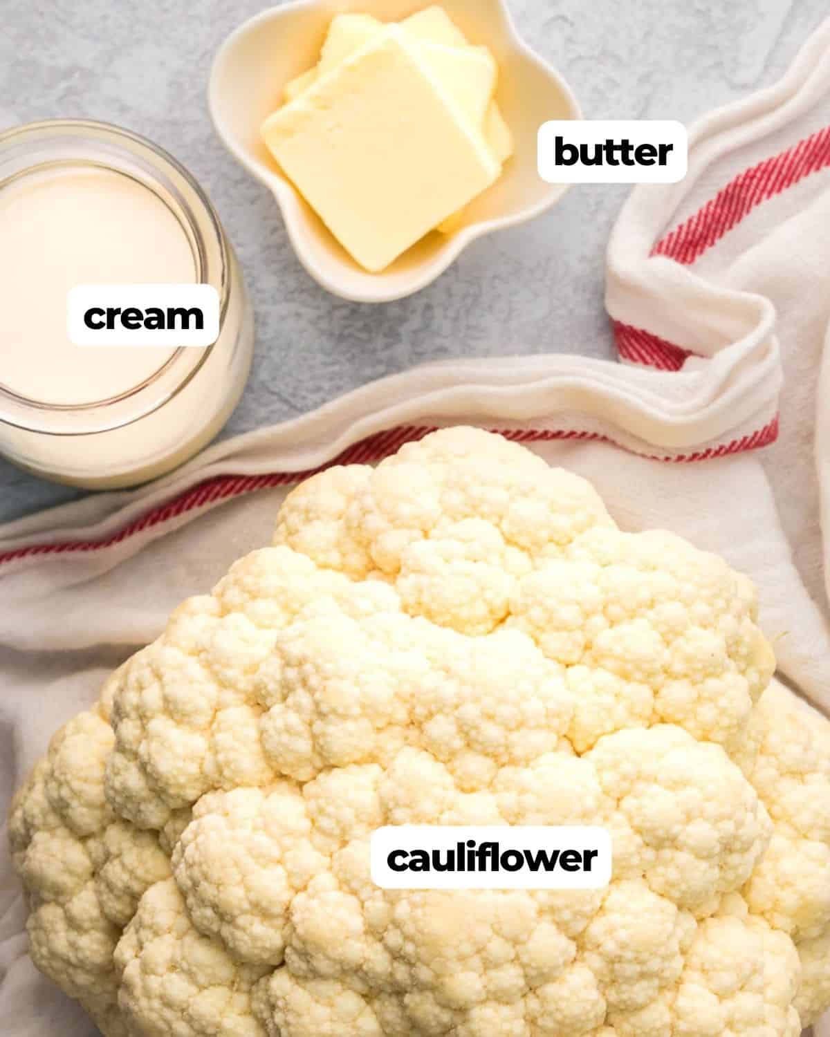 Cauliflower mashed potatoes labeled ingredients