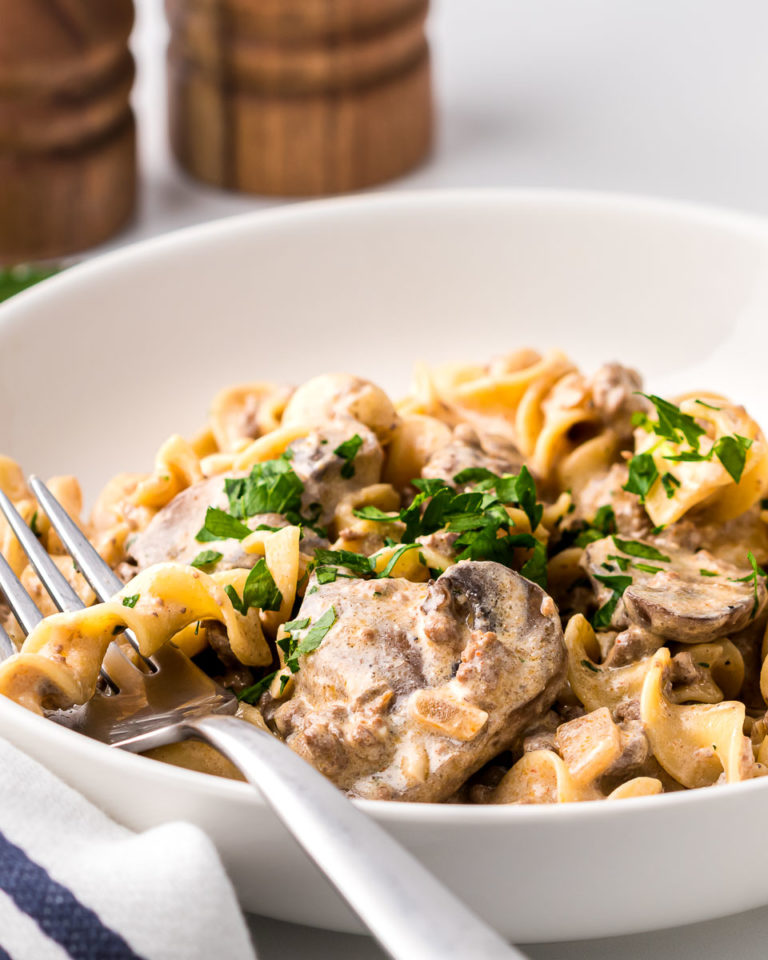 Keto ground beef stroganoff • We Count Carbs