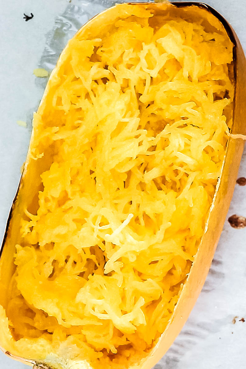 Baked spaghetti squash boat for stuffing