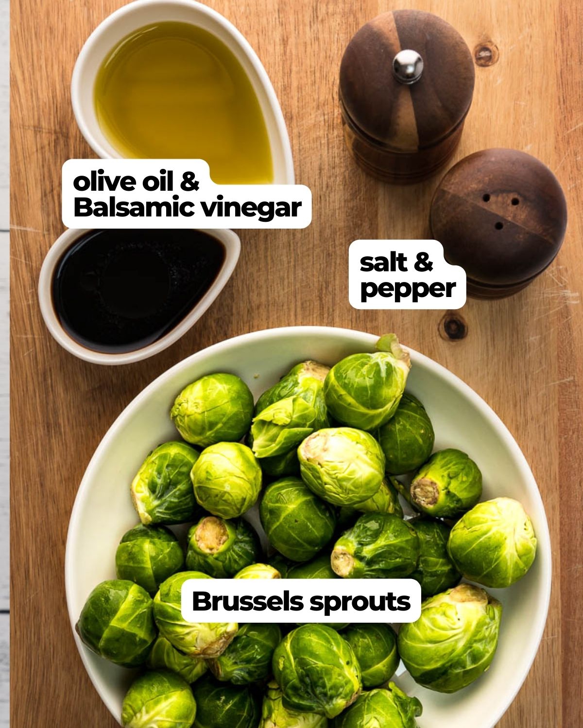 Balsamic glazed Brussels sprouts labeled ingredients