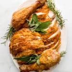 How to carve a turkey plated with herbs